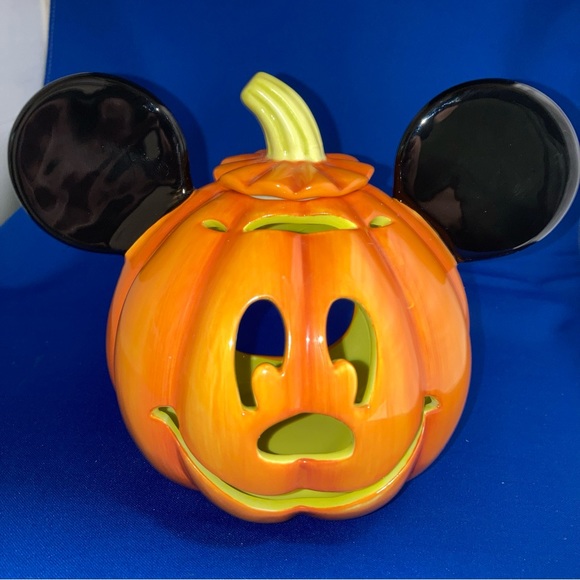 Disney Other - Disney Halloween Pumpkin Candle Tealight Holder Figurine Mickey Mouse